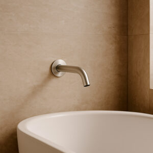 Beccuccio a parete in acciaio 316L inox satinato resistente e durevole