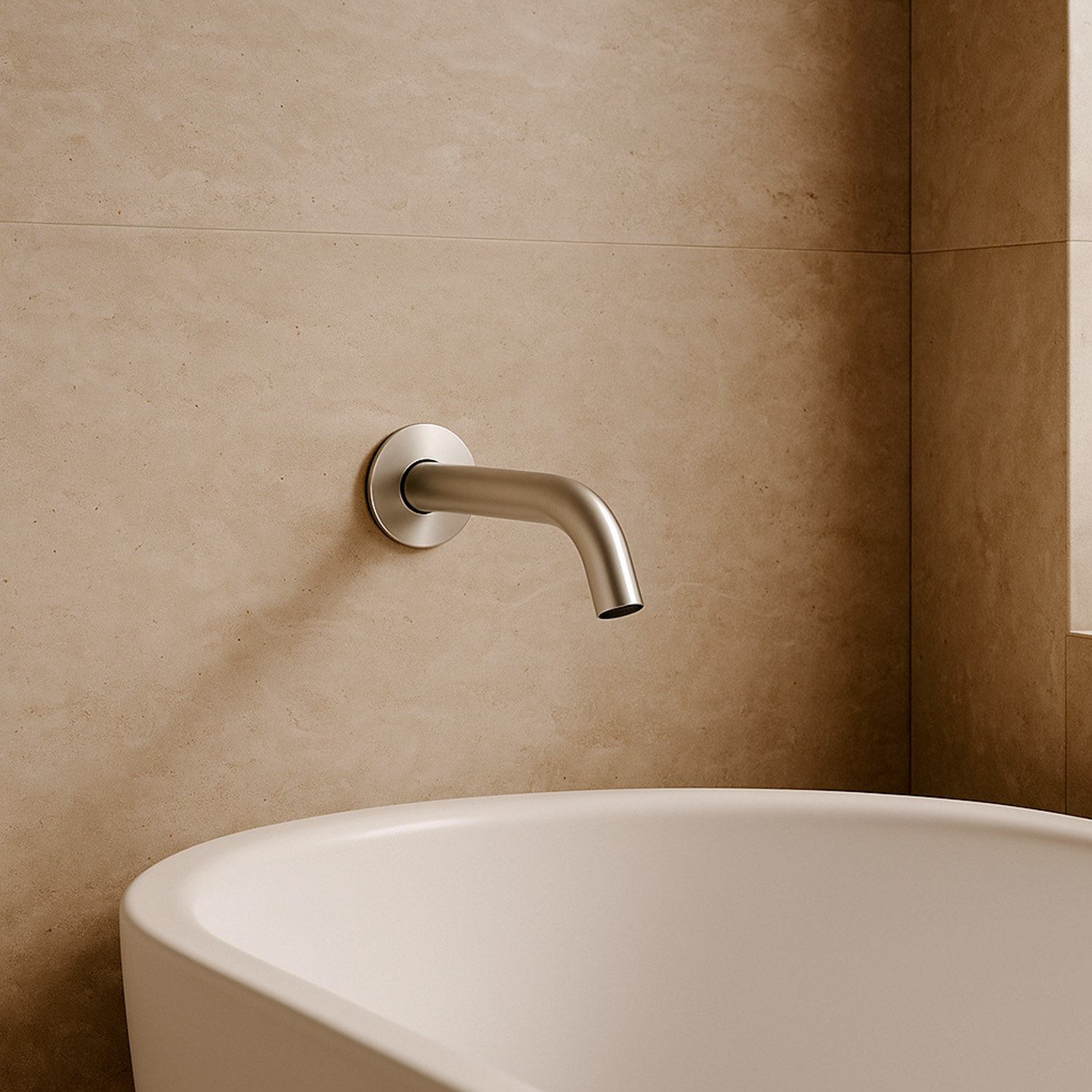 Beccuccio a parete in acciaio 316L inox satinato resistente e durevole