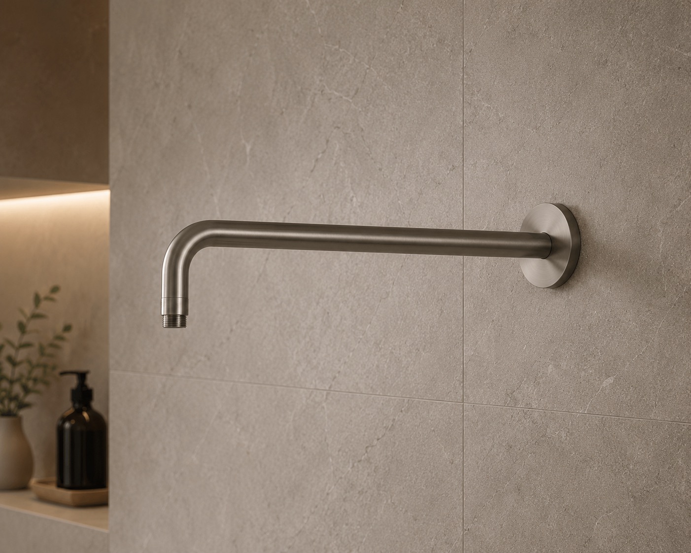 Braccio doccia parete lungo in acciaio inox 316L finitura canna fucile resistente