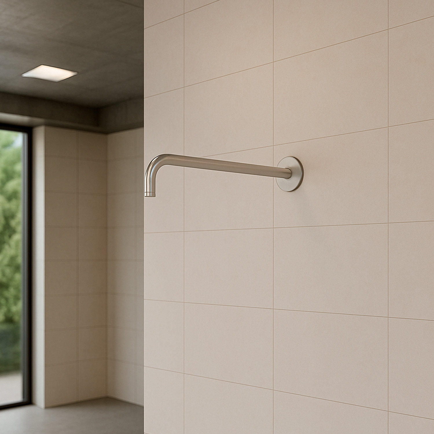 Braccio doccia parete lungo in acciaio inox 316L satinato per esterno