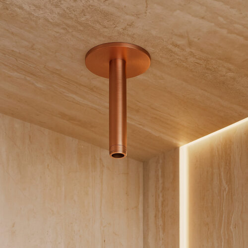 Braccio doccia corto da soffitto in acciaio 316L finitura oro rosa