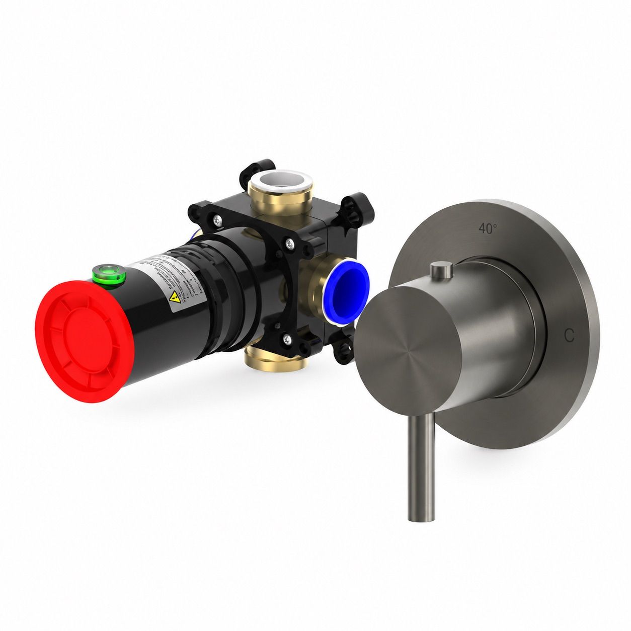 Miscelatore termostatico a muro in acciaio inox 316L color canna fucile