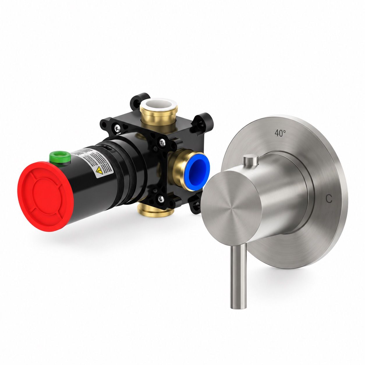 Comando miscelatore termostatico da incasso nero in acciaio inox 316L