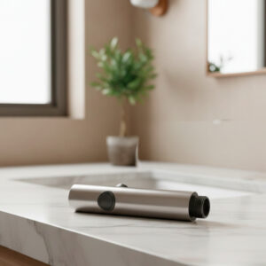 Doccetta bidet inox satinato 316L con getto a pulsante e attacco universale