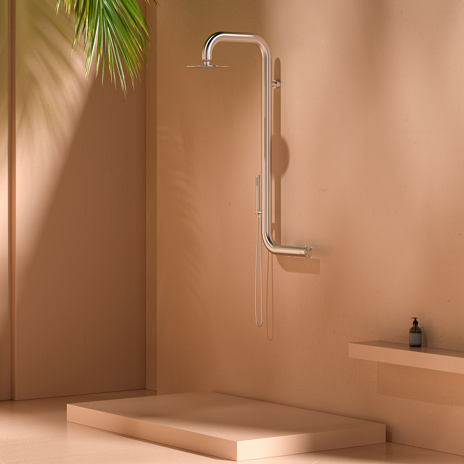 Doccia Esterna Acqua Calda e Fredda Sined Doccia Cabras Parete Inox