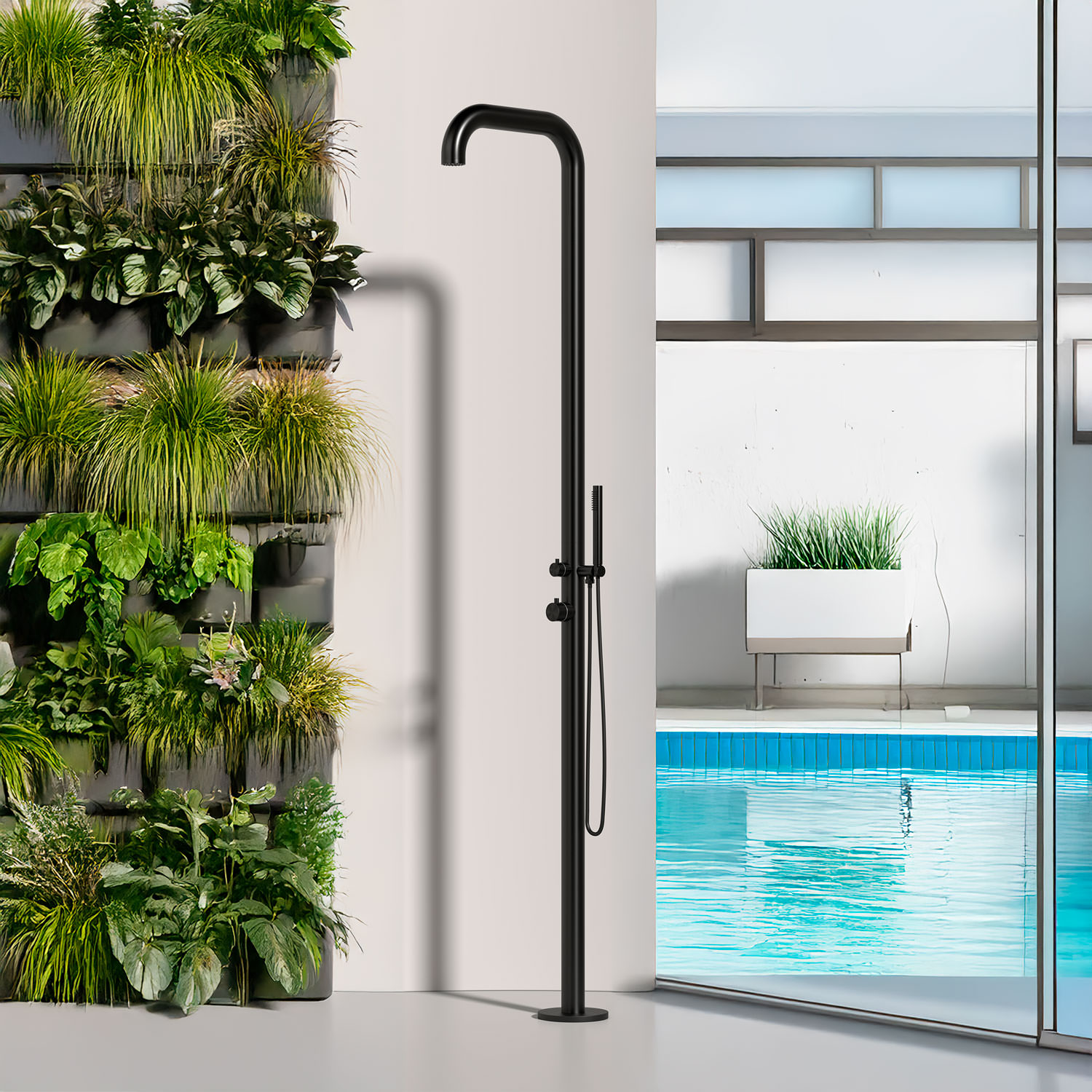 Doccia Nera Per Piscina In Acciaio Inox 316l Sined Doccia Chia Nera - immagine 5