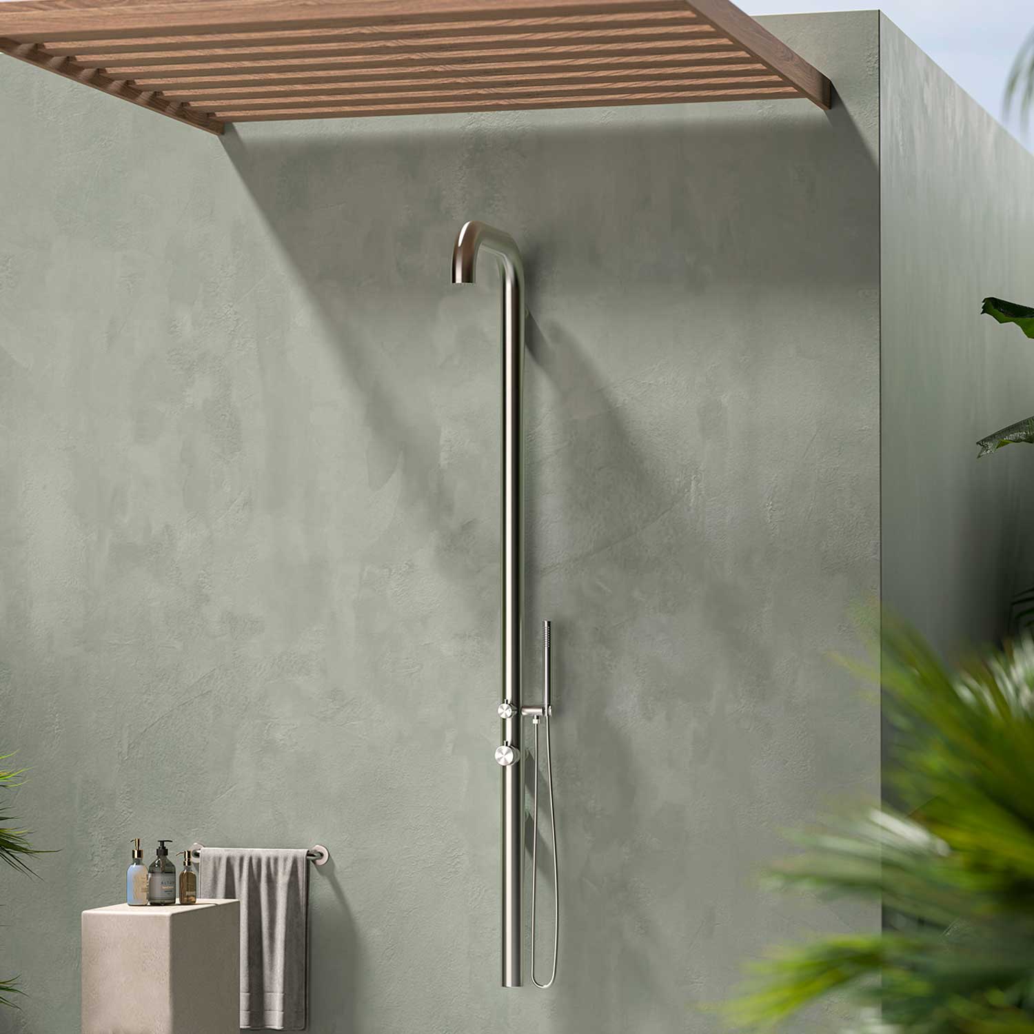 Doccia Esterna Acqua Calda e Fredda Sined Doccia Chia Parete Inox