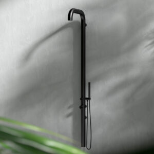 Doccia Esterna Acqua Calda e Fredda Sined Doccia Chia Parete Inox Nera