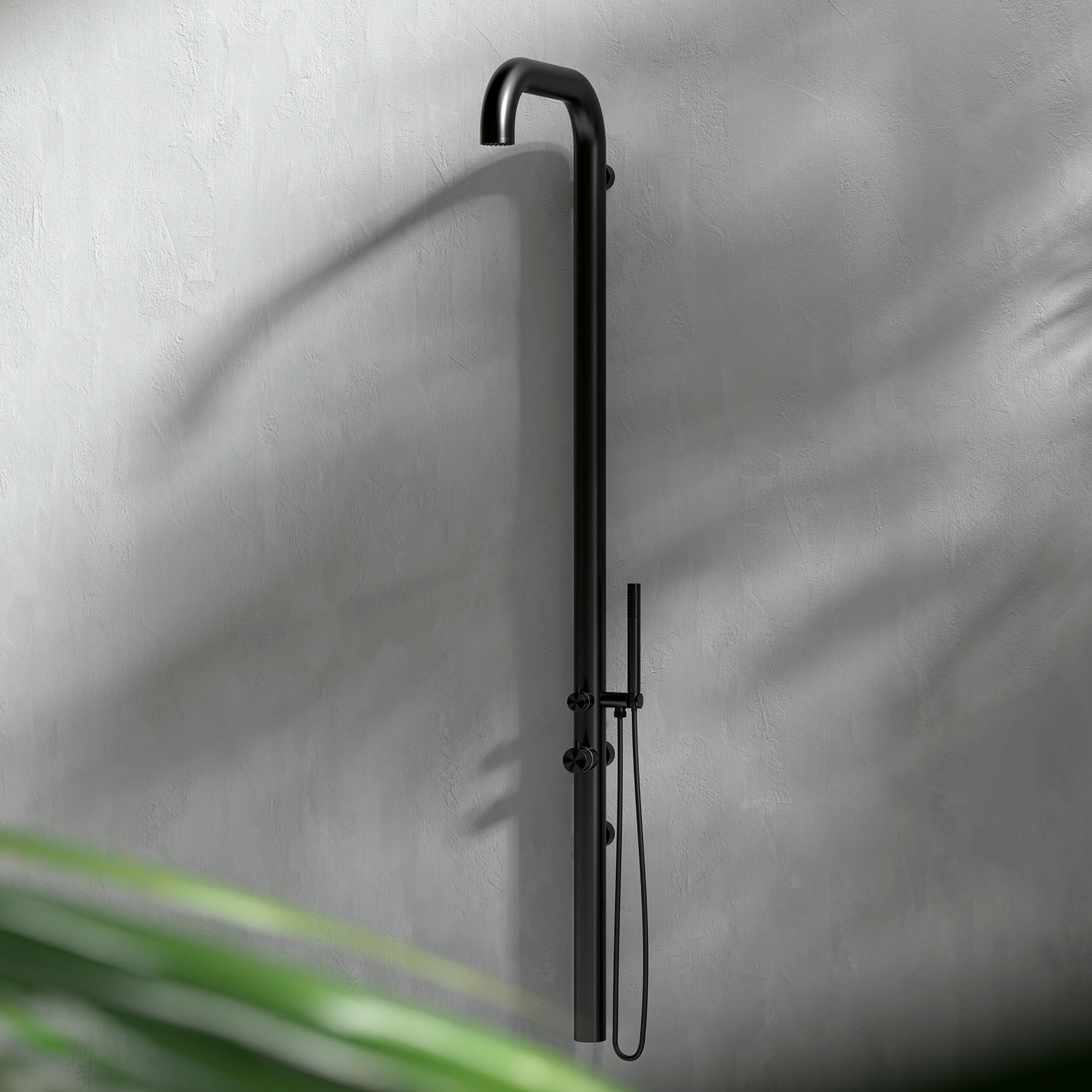 Doccia Esterna Acqua Calda e Fredda Sined Doccia Chia Parete Inox Nera
