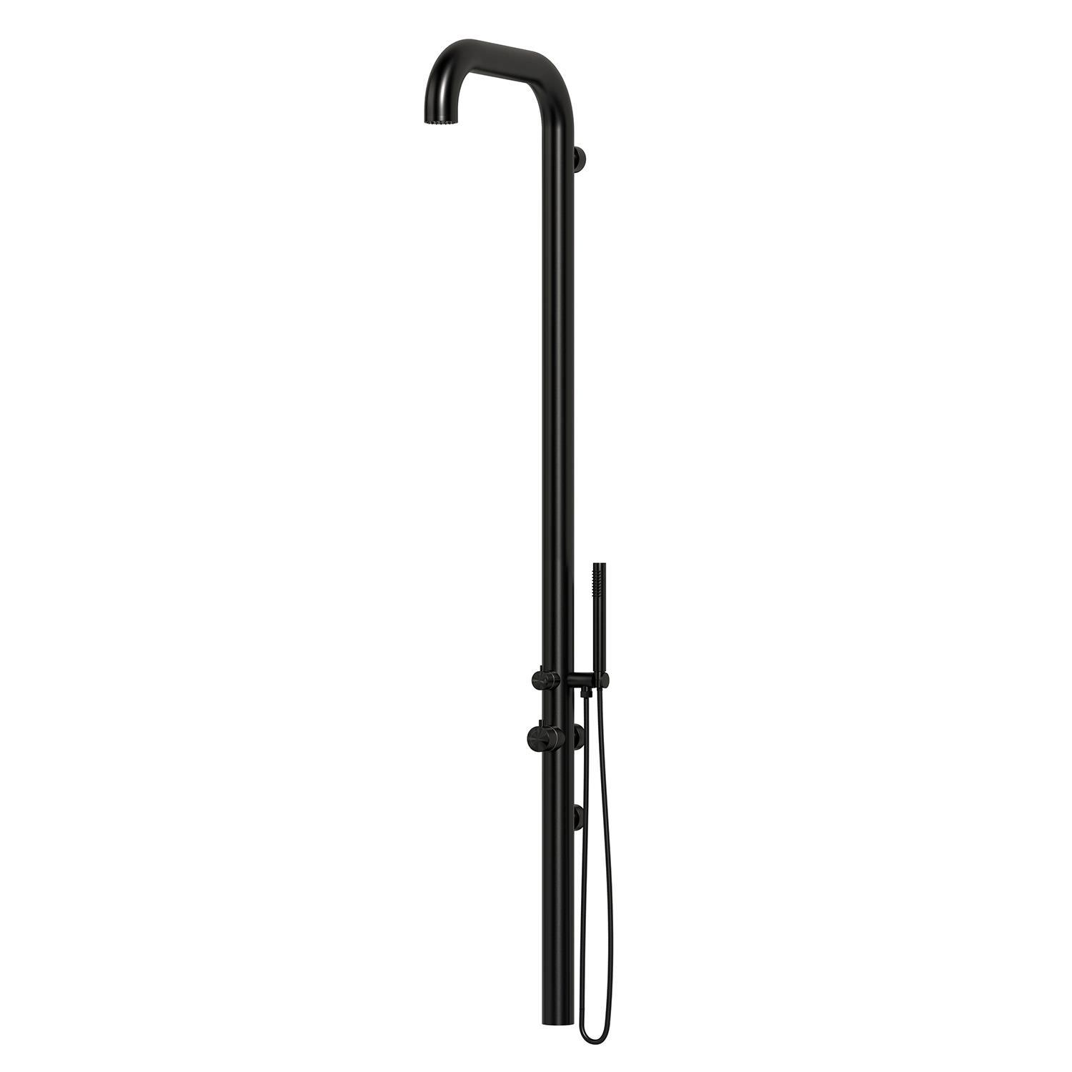 Doccia Esterna Acqua Calda e Fredda Sined Doccia Chia Parete Inox Nera - immagine 2