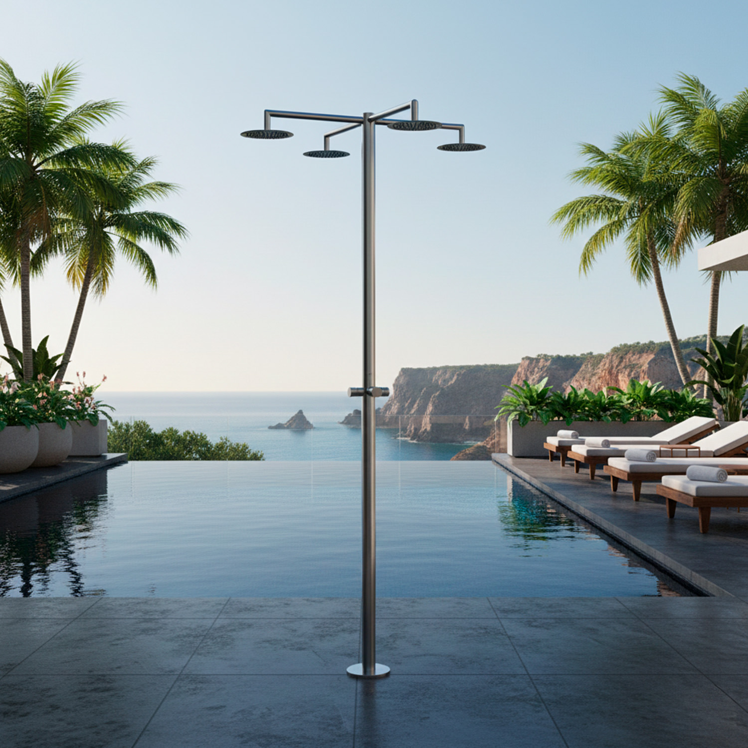 Doccia Esterna Acqua Fredda 4 Soffioni Sined Doccia Inox Idra 4t