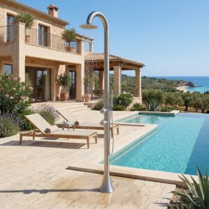Doccia piscina SINED Luna In Acciaio Inox Doccino Flessibile Acqua calda e fredda