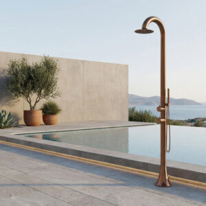 Doccia Piscina SINED Luna D Oro Rosa Acciaio Inox Nautico Doccino Mobile Acqua Calda e Fredda