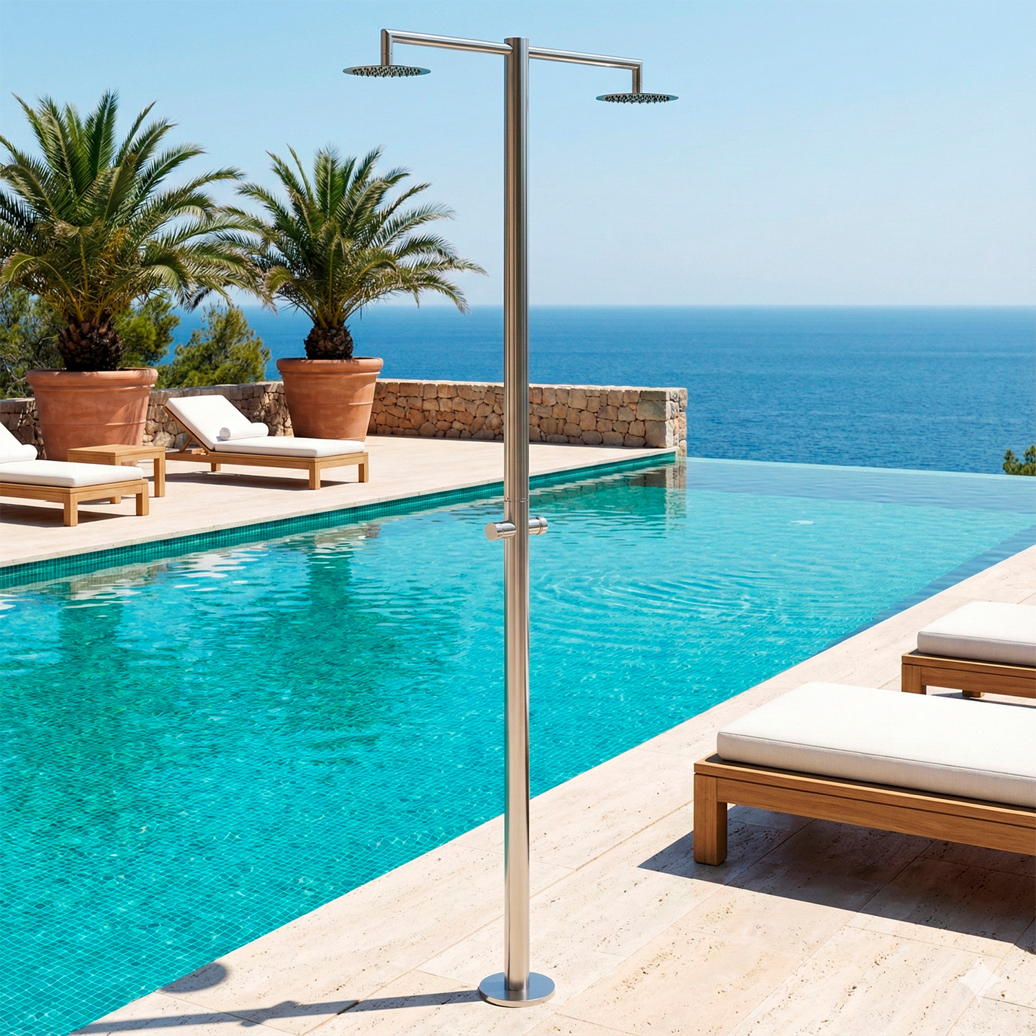 Doccia Esterna Acqua Fredda 2 Soffioni Sined Doccia Inox Ortro - immagine 5