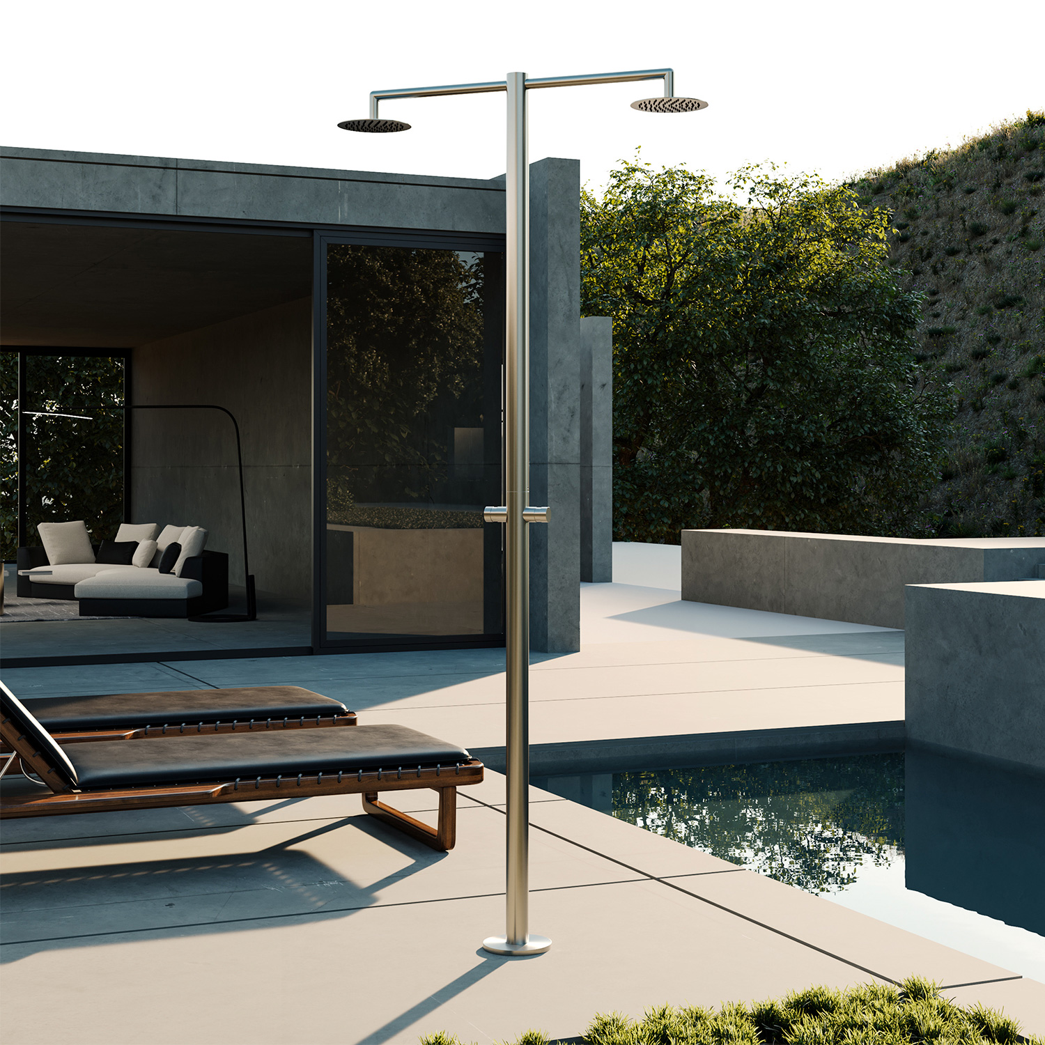 Doccia Esterna Acqua Fredda 2 Soffioni Sined Doccia Inox Ortro - immagine 7