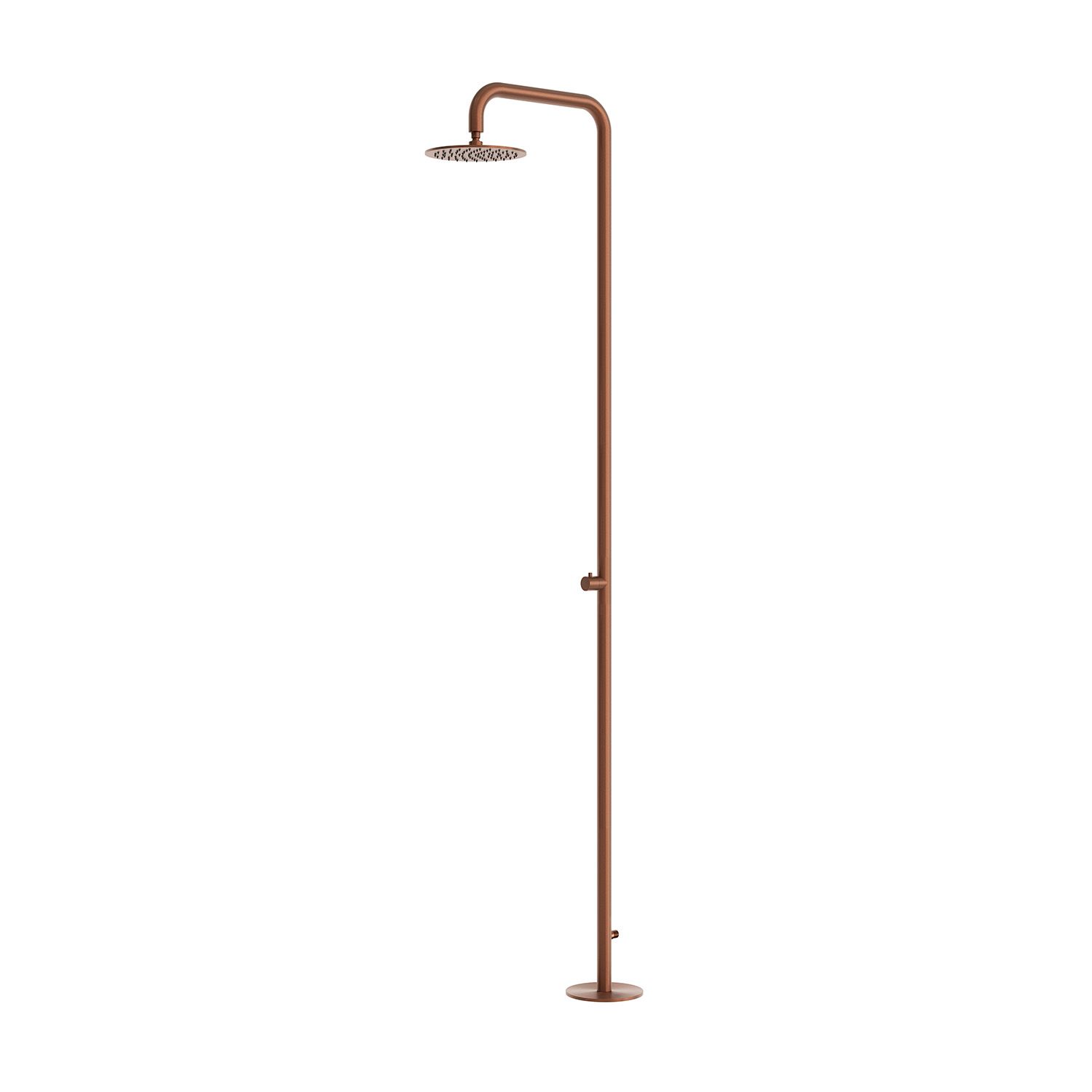 Doccia esterna in acciaio inox 316L oro rosa con soffione Ø25 cm e rubinetto - immagine 2