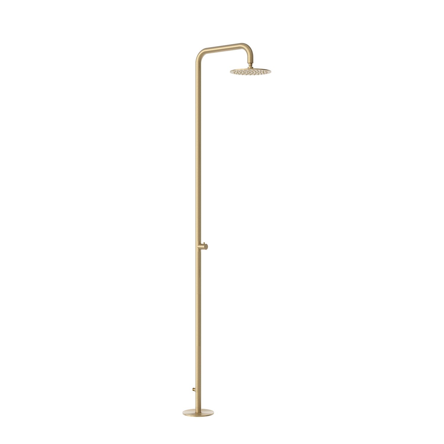 Doccia esterna oro in acciaio inox AISI 316L con soffione 25 cm e rubinetto integrato - immagine 2