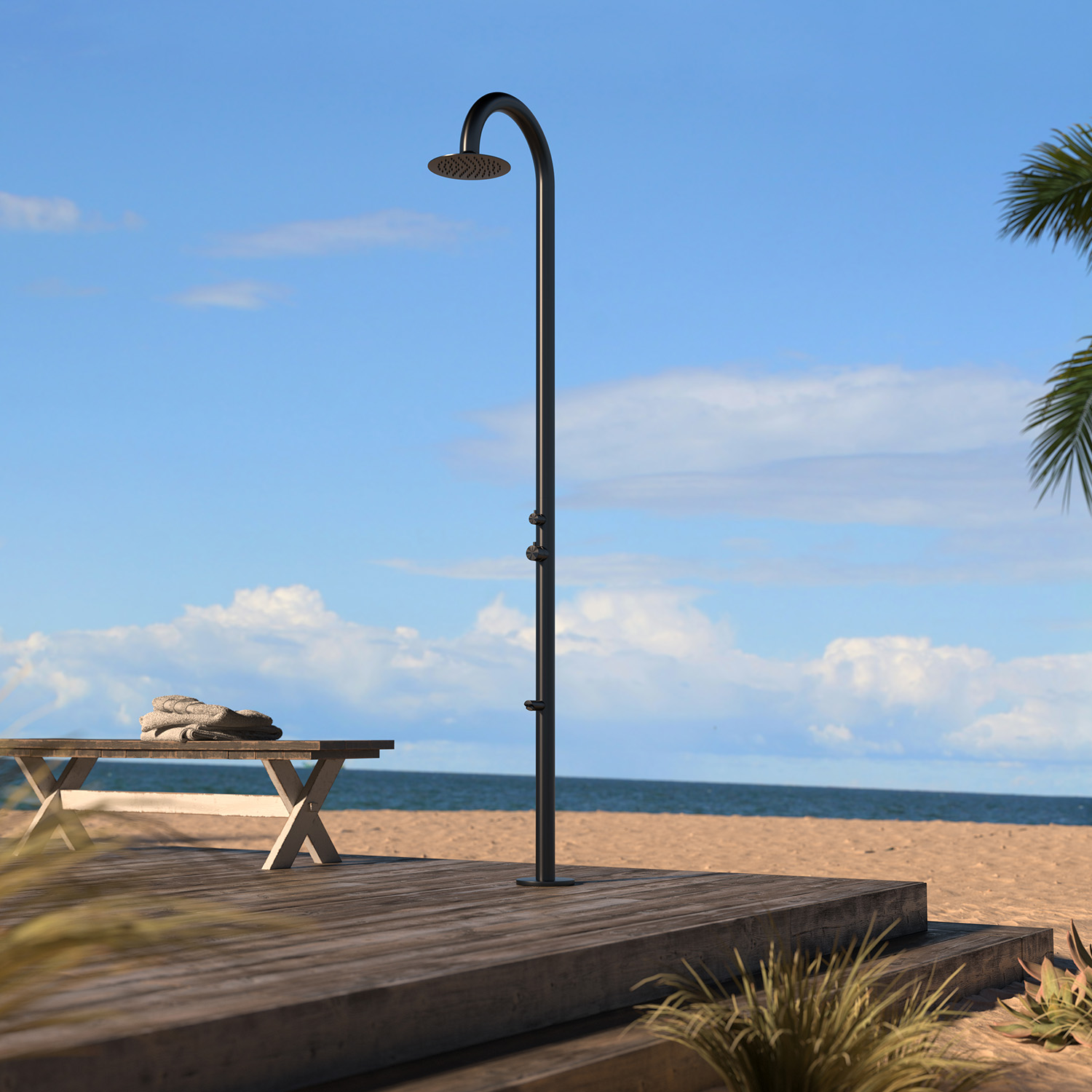 Doccia Curva Nera Per Piscina Inox 316l Sined Doccia Palau Nera