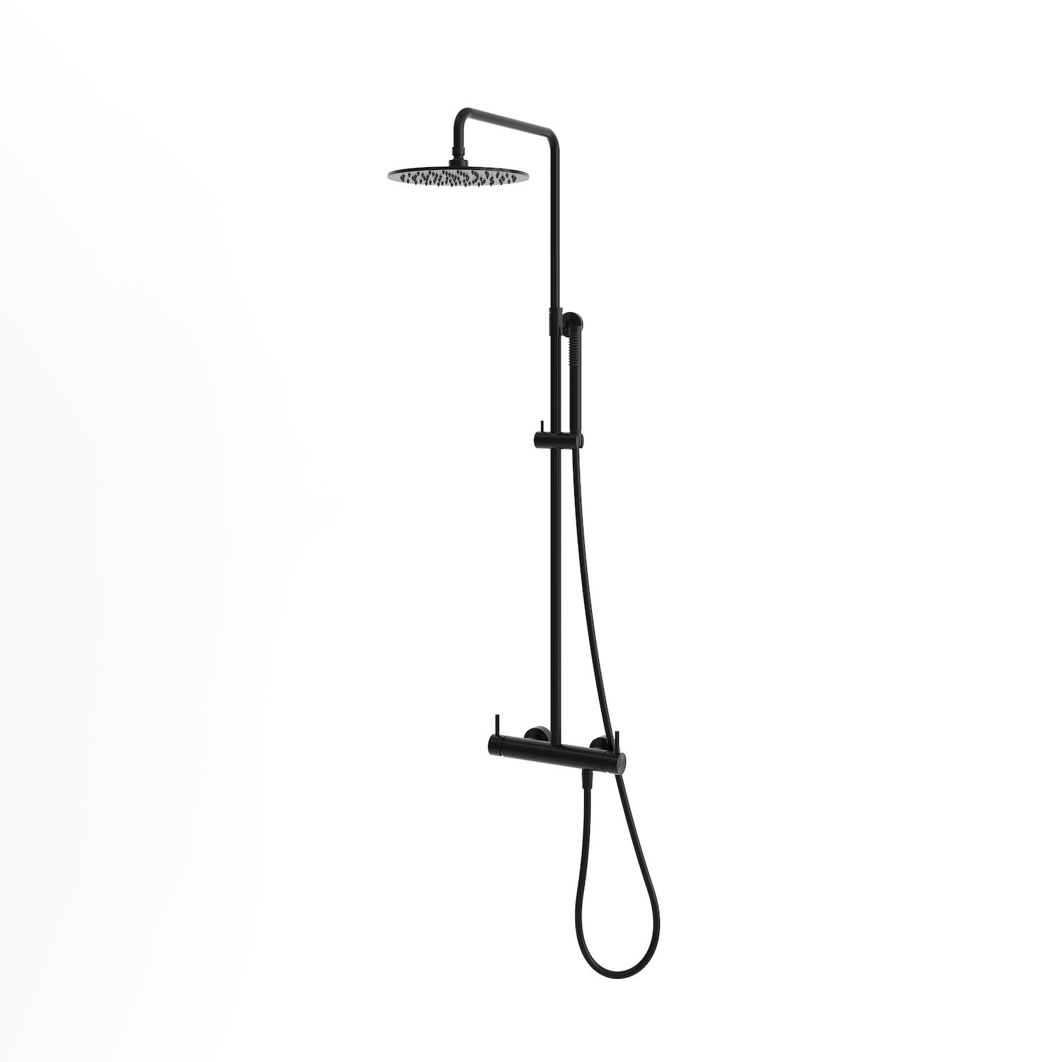 Doccia da parete nera in acciaio inox 316L soffione e doccino - immagine 2