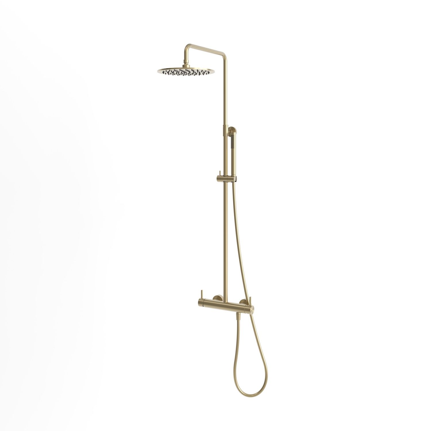 Doccia da parete oro in acciaio inox 316L soffione 25 cm e doccino - immagine 2