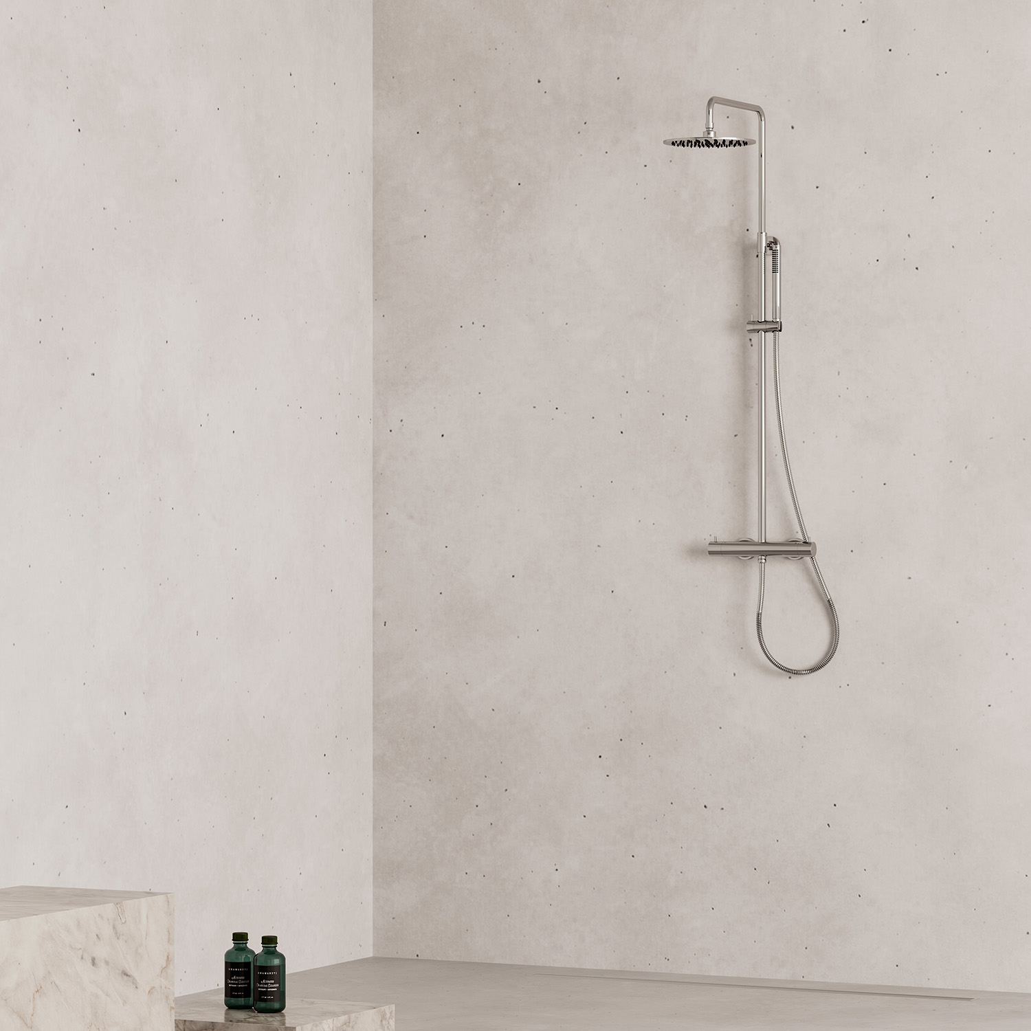 Doccia Termostatica in Acciaio Inox Satinato 316L con Soffione da 25 cm