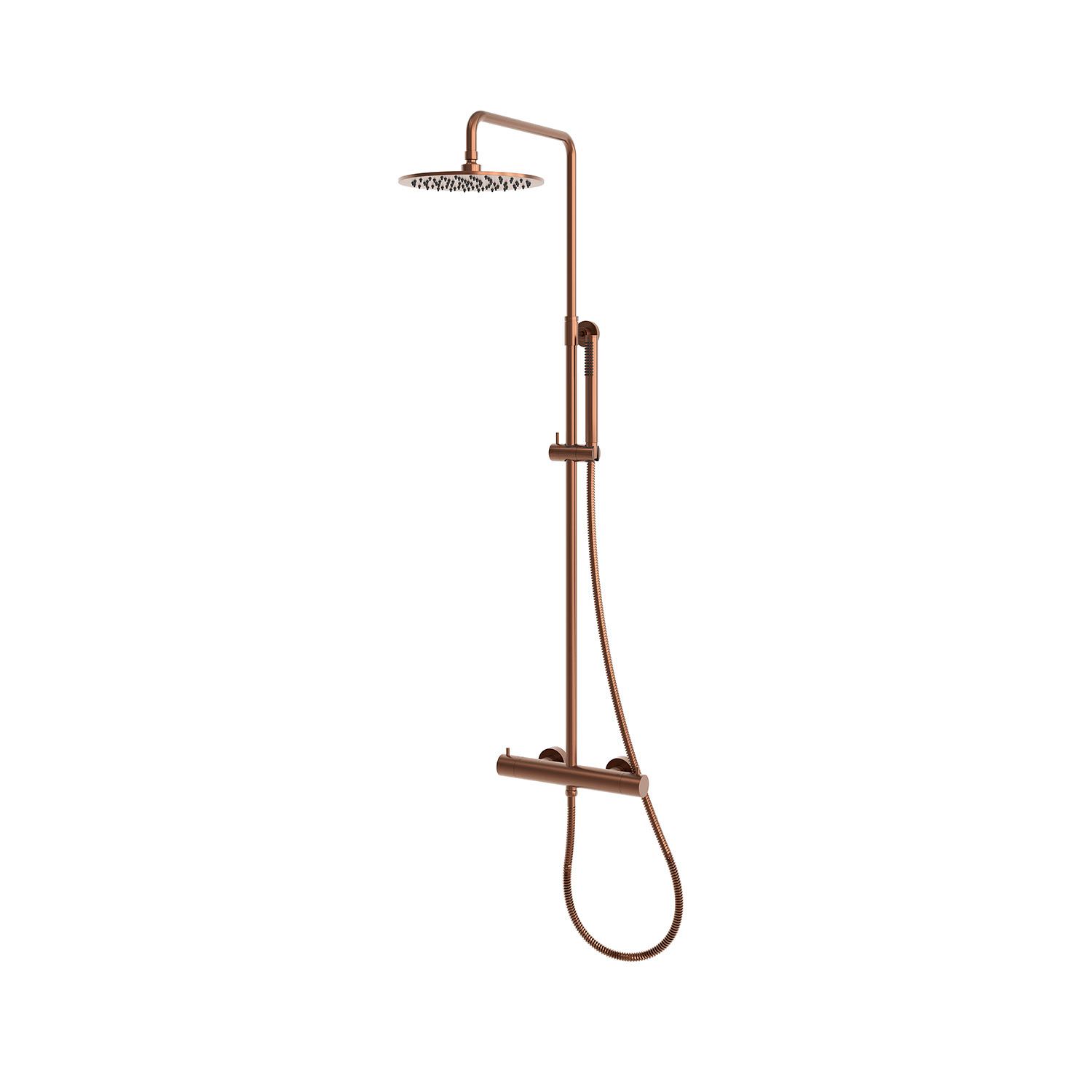 Doccia Parete Termostatica Oro Rosa 316L con Soffione 25 cm - immagine 2