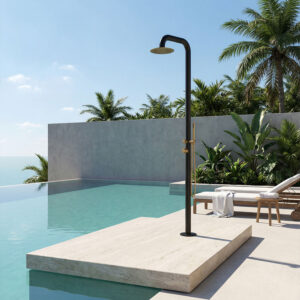Doccia da Giardino Nero e Oro in Acciaio Inox AISI 316L con Soffione 25 cm