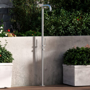 Doccia Curva Giardino Inox Satinato Con Doccino Sined Doccia Pula Inox