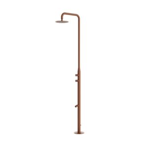 Doccia esterna oro rosa in acciaio inox 316L con soffione 25 cm e doppio temporizzatore