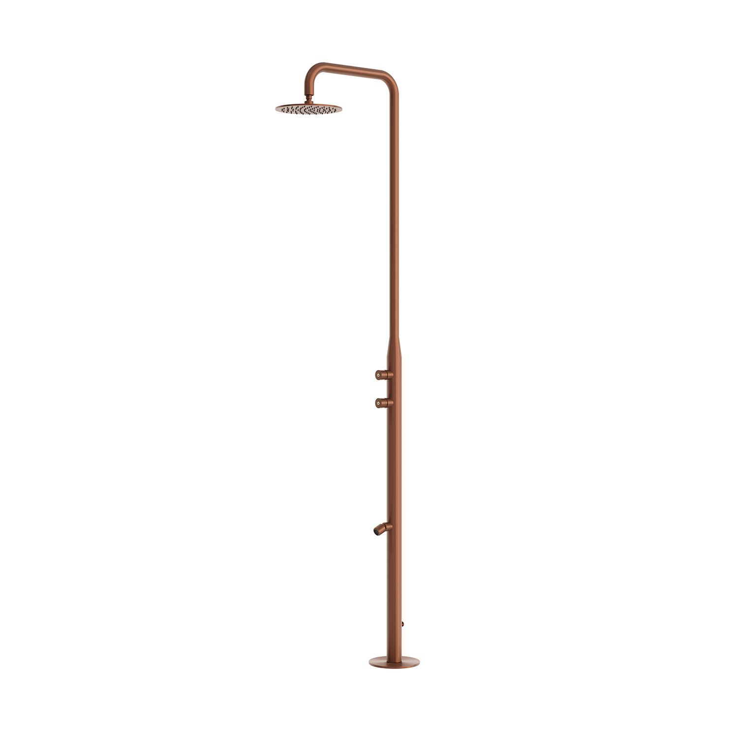 Doccia esterna oro rosa in acciaio inox 316L con soffione 25 cm e doppio temporizzatore