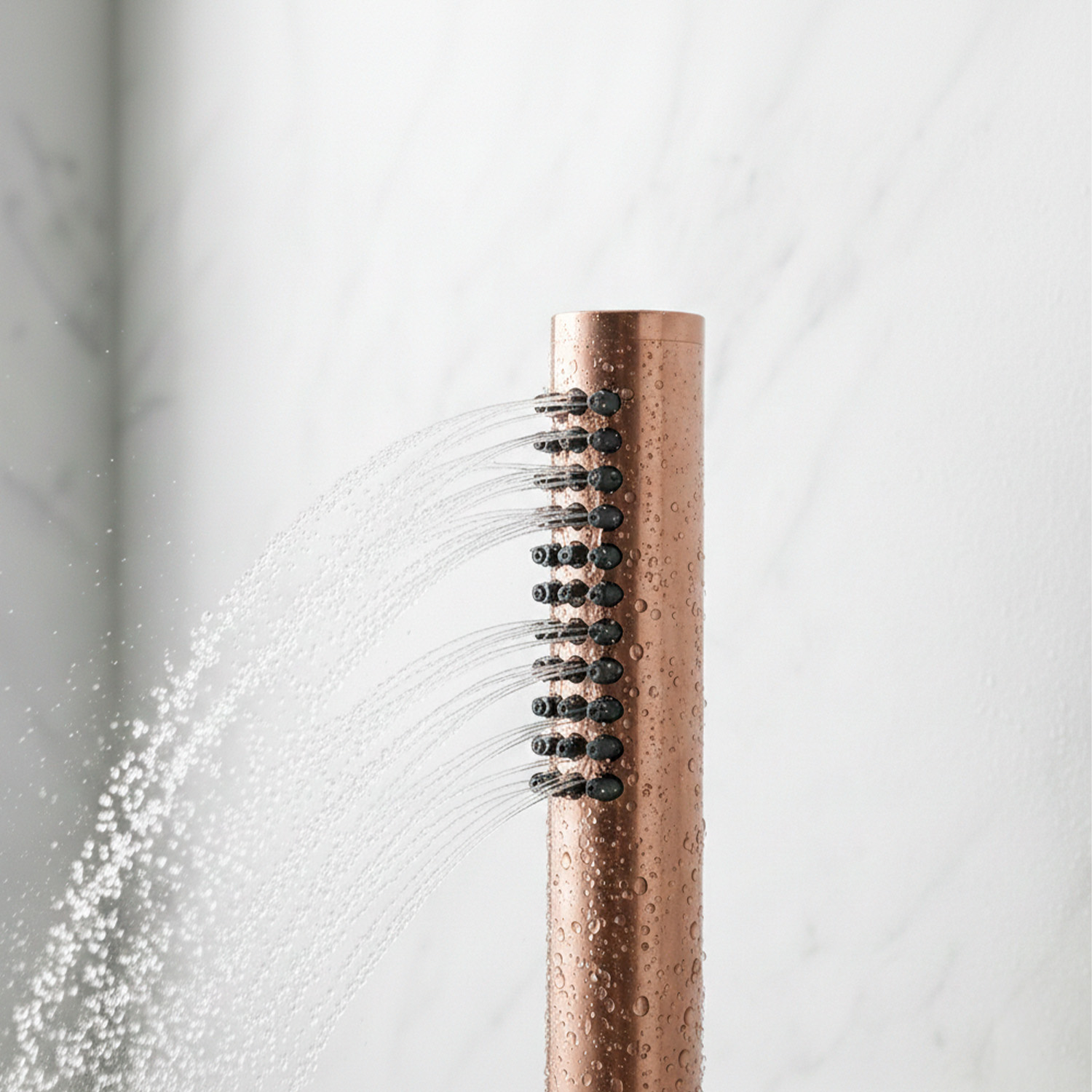 Doccetta a mano in acciaio inox 316L oro rosa con attacco universale