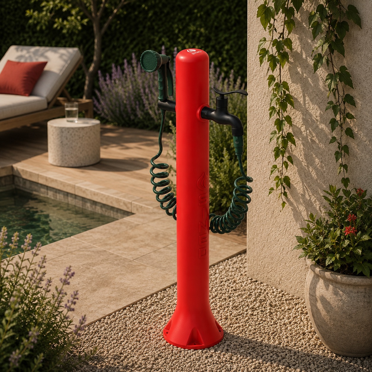 Fontanella Rossa Con Pistola Da Giardino Sined Fontana Acqua Pro Rossa