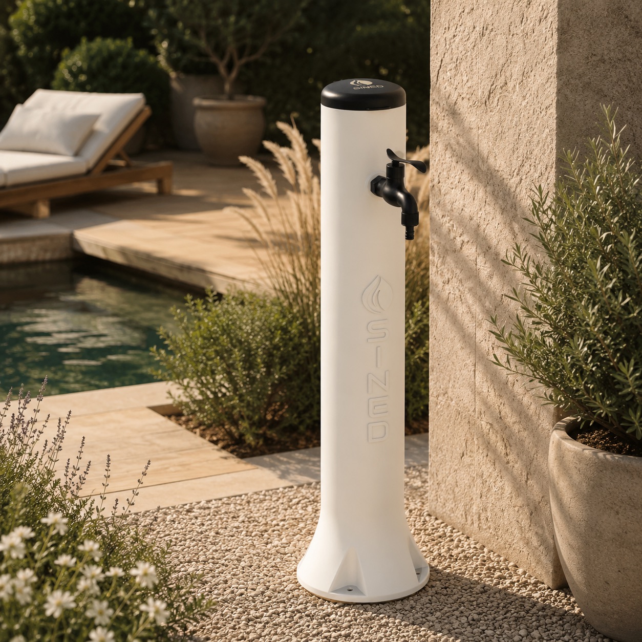 Fontanella Bianca In Hdpe Attacchi Rapidi Sined Fontana Tritone Bianca Altezza 100 Cm