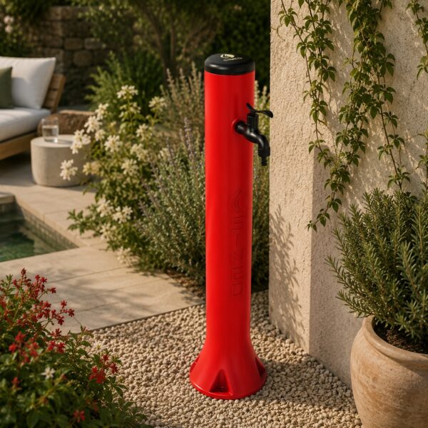 Fontanella rossa in polietilene HD resistente a UV calcare e salsedine