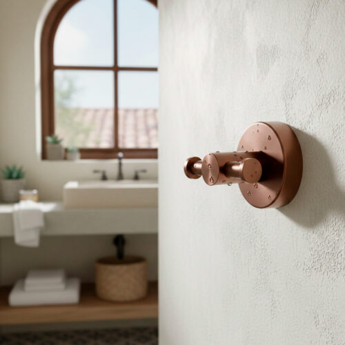 Gancio porta salviette doppio in acciaio 316L oro rosa resistente e elegante
