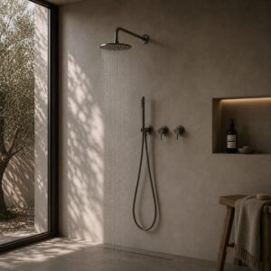 Kit doccia incasso parete canna di fucile acciaio inox 316L soffione 25 cm