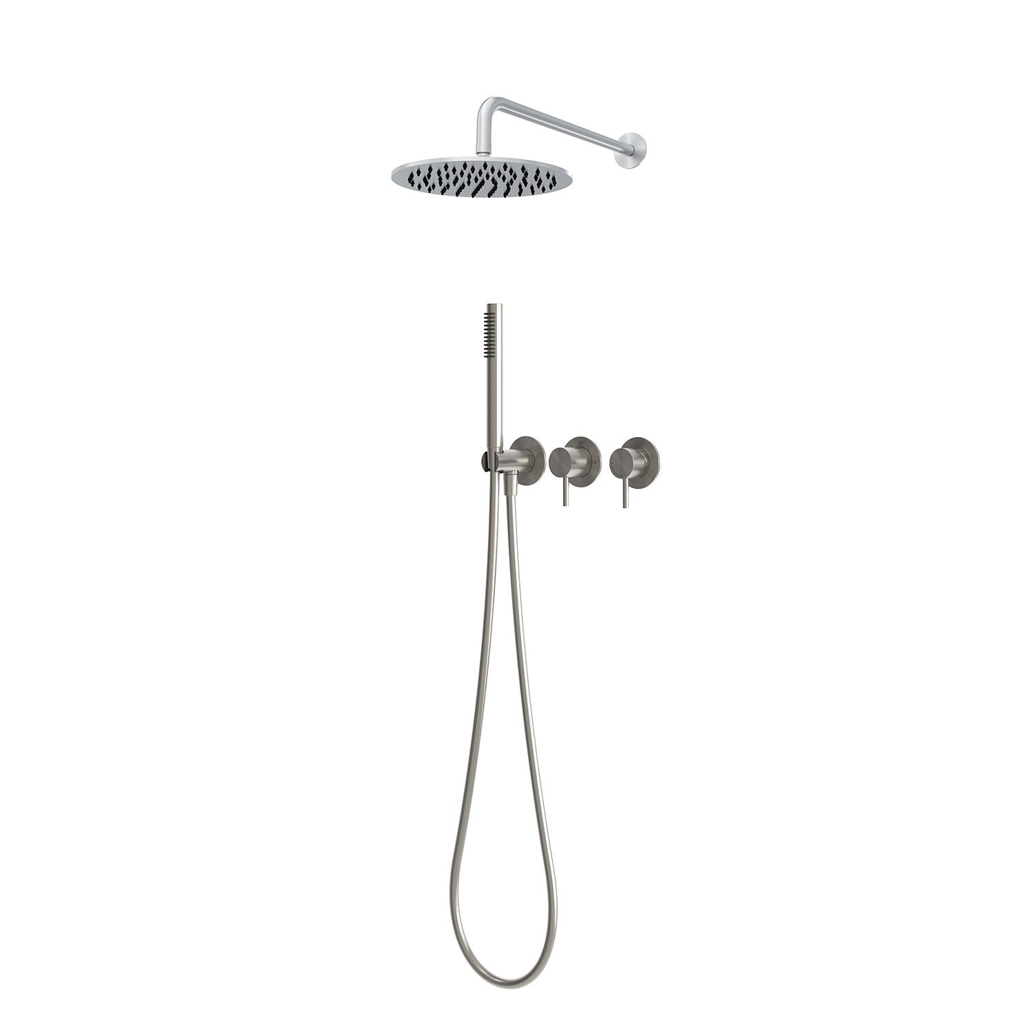 Kit doccia incasso parete inox acciaio inox 316L soffione 25 cm miscelatore e doccino - immagine 2