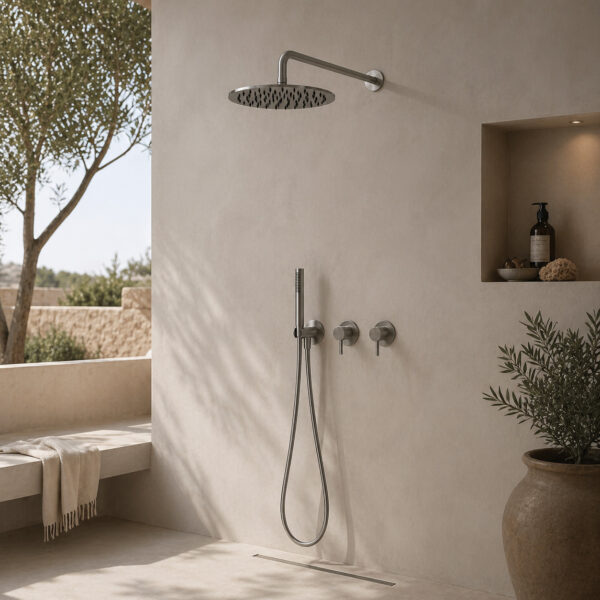 Kit doccia incasso parete inox acciaio inox 316L soffione 30 cm miscelatore doccino