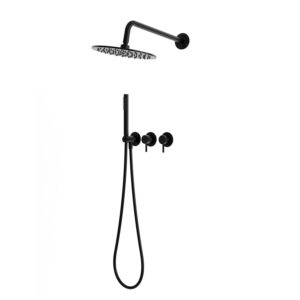 Kit doccia incasso parete 25 cm nero in acciaio inox 316L