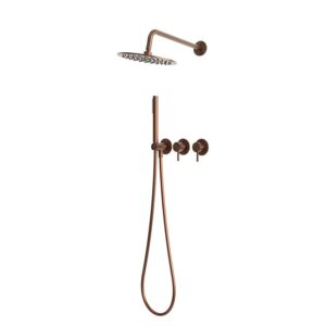 Kit doccia incasso a parete nero e oro rosa in acciaio inox 316L 25 cm