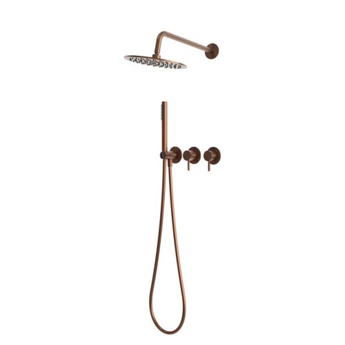 Kit doccia incasso a parete nero e oro rosa in acciaio inox 316L 25 cm