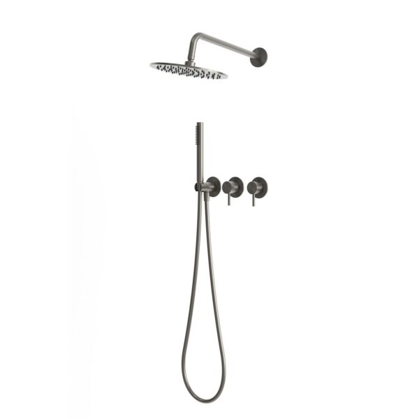 Kit incasso doccia a parete 30 cm gun metal acciaio inox 316L