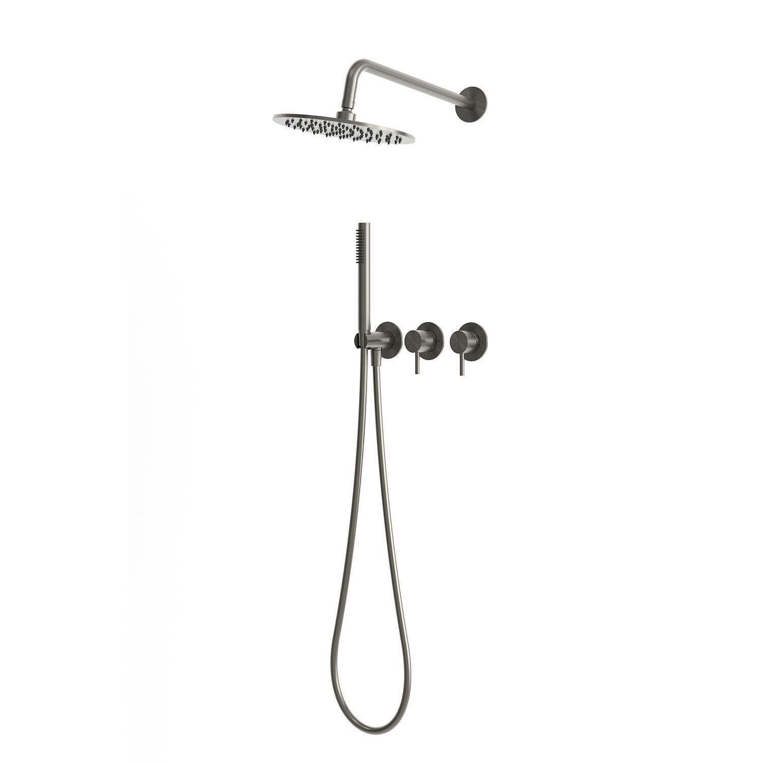 Kit incasso doccia a parete 30 cm gun metal acciaio inox 316L