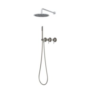 Kit doccia a incasso parete acqua fredda 30 cm acciaio inox 316L grigio inox