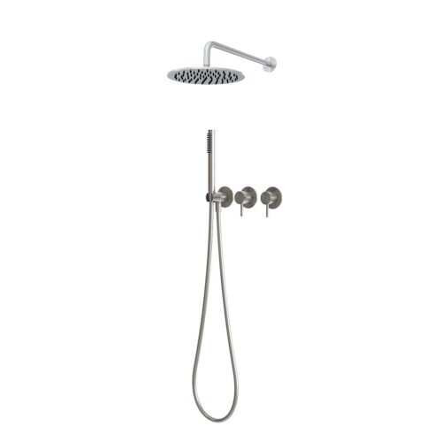 Kit doccia a incasso parete acqua fredda 30 cm acciaio inox 316L grigio inox