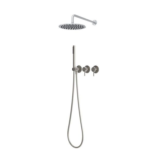 Kit doccia a incasso parete acqua fredda 30 cm acciaio inox 316L grigio inox