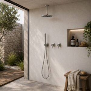 Kit incasso doccia a parete acqua fredda 25 cm in acciaio inox 316L inox