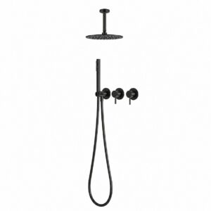 Kit incasso doccia a parete 25 cm nero in acciaio inox 316L
