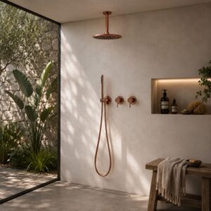 Kit incasso doccia a parete 25 cm oro rosa in acciaio inox 316L