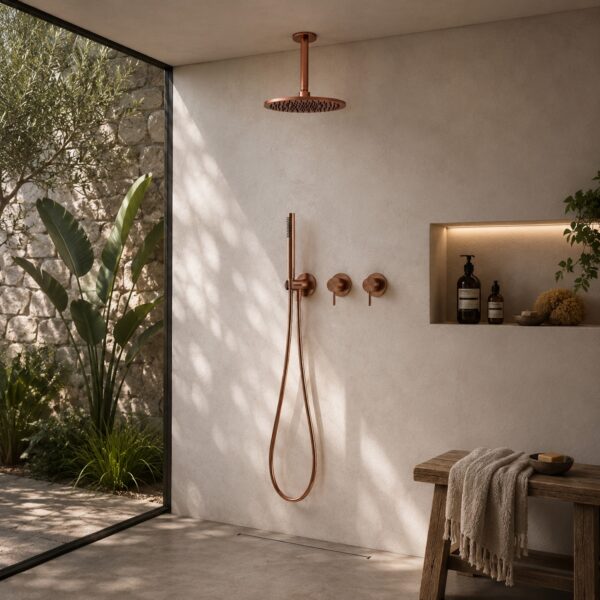 Kit incasso doccia a parete 25 cm oro rosa in acciaio inox 316L